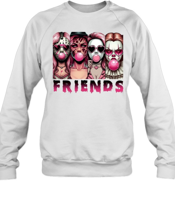 Pink Horror Friends Slasher Girls Blowing Bubble Gum Halloween  Unisex Sweatshirt