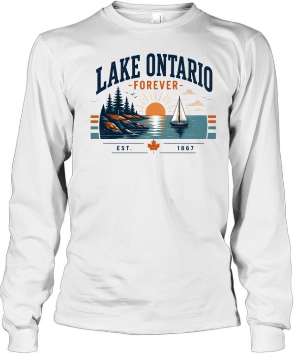 Retro Lake Vacation Graphic  Long Sleeved T-shirt