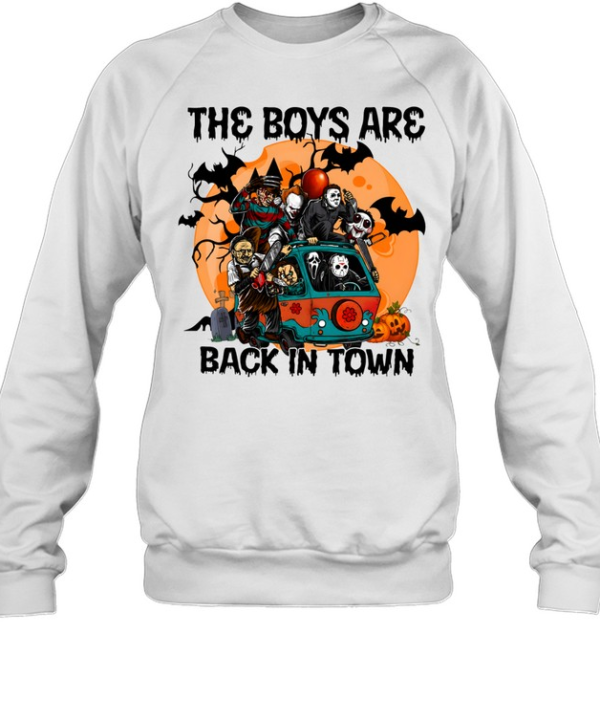 The Boys Are Back In Town Horror Slasher Mystery Machine Van Halloween  Unisex Sweatshirt