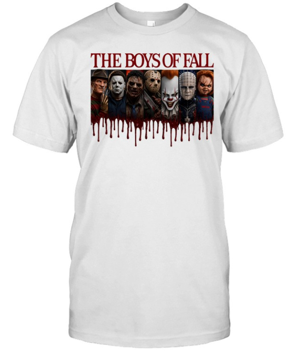 The Boys Of Fall Horror Slasher Squad Bleeding Film Strips Halloween Classic Men's T-shirt