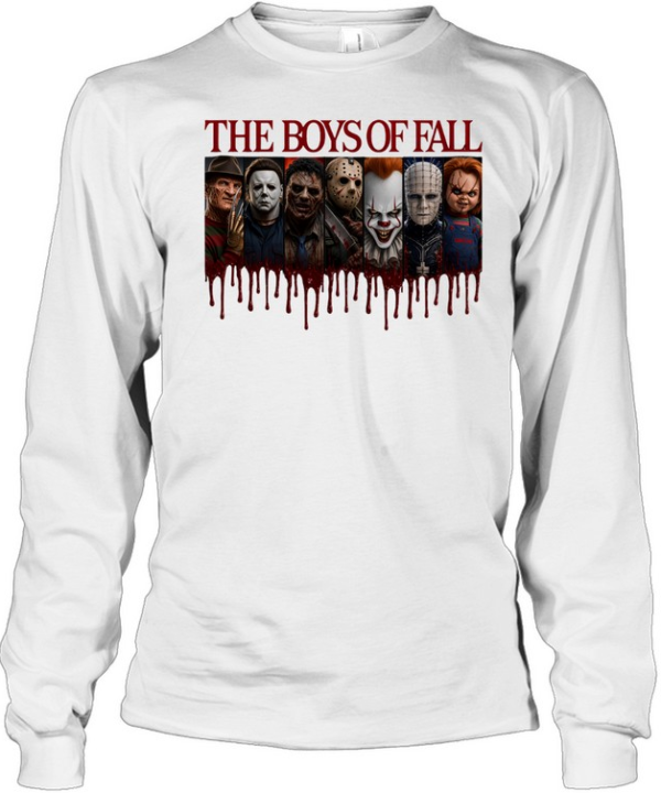 The Boys Of Fall Horror Slasher Squad Bleeding Film Strips Halloween  Long Sleeved T-shirt