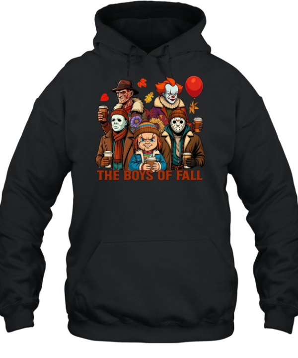 The Boys Of Fall Horror Slasher Squad Drinking Coffee Halloween  Unisex Hoodie