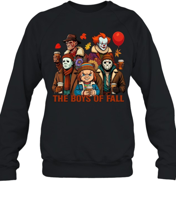 The Boys Of Fall Horror Slasher Squad Drinking Coffee Halloween  Unisex Sweatshirt