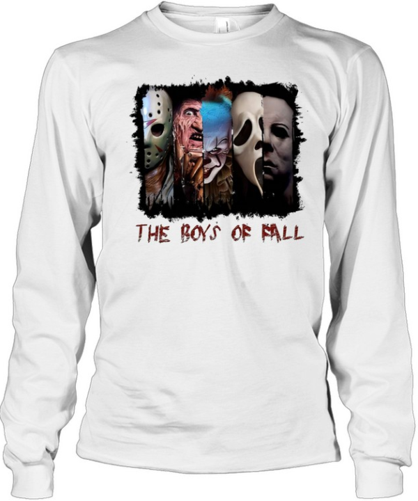 The Boys Of Fall Horror Slasher Squad Graphic Halloween  Long Sleeved T-shirt
