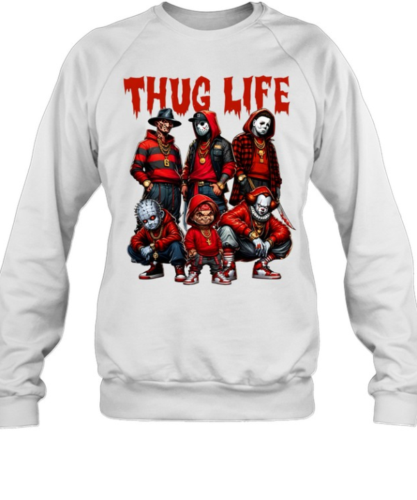Thug Life Horror Slasher Squad Hip Hop Streetwear Halloween Unisex Sweatshirt