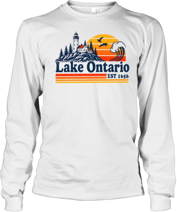 Vintage Lake Ontario Great Lakes  Long Sleeved T-shirt