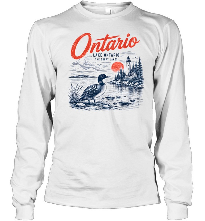 Vintage Loon Lighthouse Graphic Tee Long Sleeved T-shirt