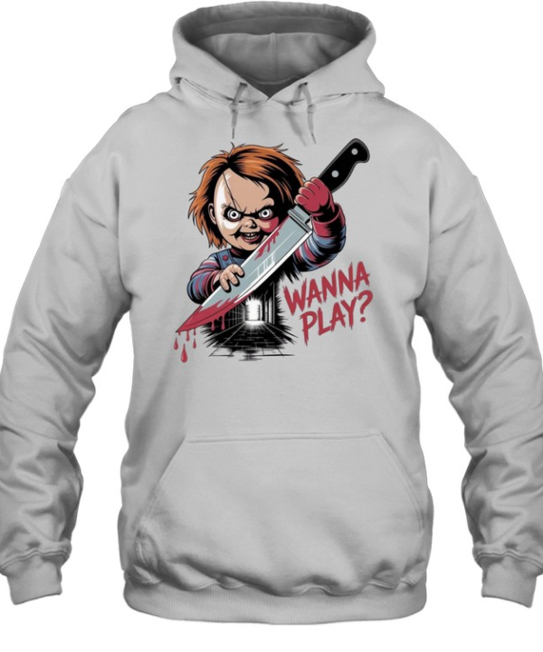 Wanna Play Chucky Bloody Knife Child's Play Halloween Graphic  Unisex Hoodie
